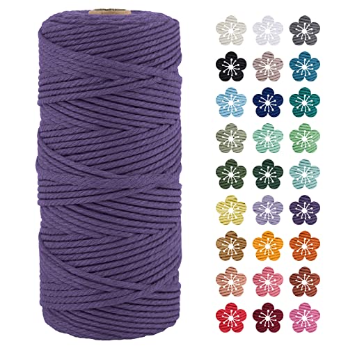LEREATI Makramee Garn 3mm x 100m Dunkellila Baumwollkordel Natur Baumwollseil Farbig Baumwollgarn, Macrame Cord 3mm für DIY Geflochten, Makramee Deko, Hängepflanze, Wandbehang, Vorhang LEREATI Makramee Garn 3mm x 100m Dunkellila Baumwollkordel Natur Baumwollseil Farbig Baumwollgarn, Macrame Cord 3mm für DIY Geflochten, Makramee Deko, Hängepflanze, Wandbehang, Vorhang von LEREATI