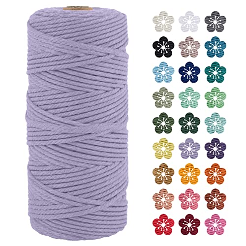 LEREATI Makramee Garn 3mm x 100m Helles Lila Baumwollkordel Natur Baumwollseil Farbig Baumwollgarn, Macrame Cord 3mm für DIY Geflochten, Makramee Deko, Hängepflanze, Wandbehang, Vorhang LEREATI Makramee Garn 3mm x 100m Helles Lila Baumwollkordel Natur Baumwollseil Farbig Baumwollgarn, Macrame Cord 3mm für DIY Geflochten, Makramee Deko, Hängepflanze, Wandbehang, Vorhang von LEREATI