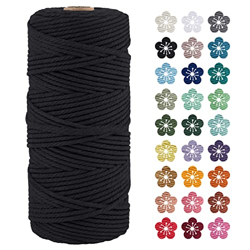 LEREATI Makramee Garn 3mm x 100m Schwarz Baumwollkordel Natur Baumwollseil Farbig Baumwollgarn, Macrame Cord 3mm für DIY Geflochten, Makramee Deko, Hängepflanze, Wandbehang, Vorhang LEREATI Makramee Garn 3mm x 100m Schwarz Baumwollkordel Natur Baumwollseil Farbig Baumwollgarn, Macrame Cord 3mm für DIY Geflochten, Makramee Deko, Hängepflanze, Wandbehang, Vorhang von LEREATI