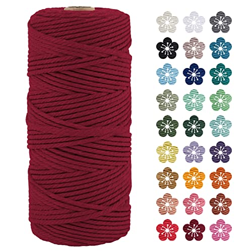 LEREATI Makramee Garn 3mm x 100m Weinrot Baumwollkordel Natur Baumwollseil Farbig Baumwollgarn, Macrame Cord 3mm für DIY Geflochten, Makramee Deko, Hängepflanze, Wandbehang, Vorhang LEREATI Makramee Garn 3mm x 100m Weinrot Baumwollkordel Natur Baumwollseil Farbig Baumwollgarn, Macrame Cord 3mm für DIY Geflochten, Makramee Deko, Hängepflanze, Wandbehang, Vorhang von LEREATI