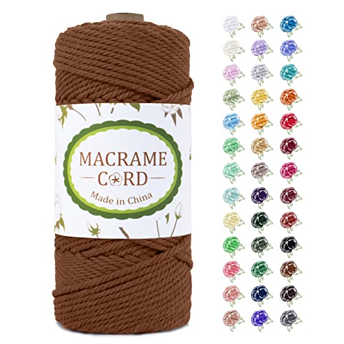 LEREATI Makramee Garn 4mm x 100m, Natur Baumwollkordel Baumwollgarn Farbig Baumwollseil Baumwollschnur, Macrame Cord 4mm für DIY Basteln Geflochten Wandbehang Vorhang Hängepflanze (Karamell) von LEREATI