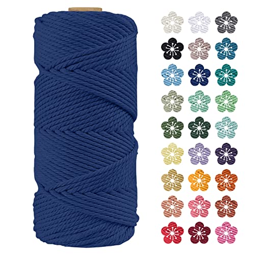LEREATI Makramee Garn 4mm x 100m Dunkelblau Baumwollkordel Natur Baumwollseil Farbig Baumwollgarn, Macrame Cord 4mm für DIY Geflochten, Makramee Deko, Hängepflanze, Wandbehang, Vorhang LEREATI Makramee Garn 4mm x 100m Dunkelblau Baumwollkordel Natur Baumwollseil Farbig Baumwollgarn, Macrame Cord 4mm für DIY Geflochten, Makramee Deko, Hängepflanze, Wandbehang, Vorhang von LEREATI