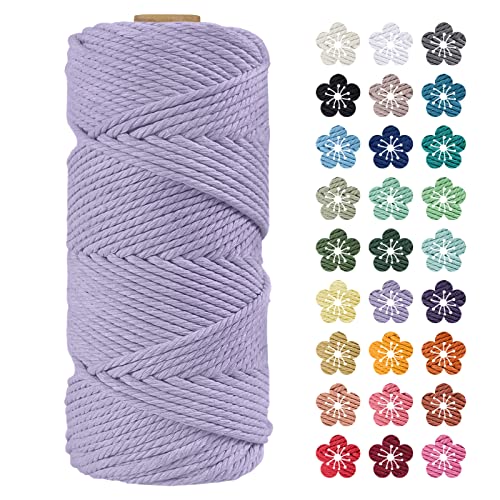 LEREATI Makramee Garn 4mm x 100m Helles Lila Baumwollkordel Natur Baumwollseil Farbig Baumwollgarn, Macrame Cord 4mm für DIY Geflochten, Makramee Deko, Hängepflanze, Wandbehang, Vorhang LEREATI Makramee Garn 4mm x 100m Helles Lila Baumwollkordel Natur Baumwollseil Farbig Baumwollgarn, Macrame Cord 4mm für DIY Geflochten, Makramee Deko, Hängepflanze, Wandbehang, Vorhang von LEREATI