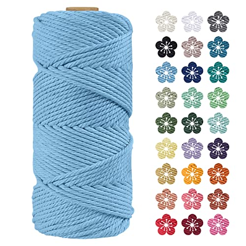 LEREATI Makramee Garn 4mm x 100m Himmelblau Baumwollkordel Natur Baumwollseil Farbig Baumwollgarn, Macrame Cord 4mm für DIY Geflochten, Makramee Deko, Hängepflanze, Wandbehang, Vorhang LEREATI Makramee Garn 4mm x 100m Himmelblau Baumwollkordel Natur Baumwollseil Farbig Baumwollgarn, Macrame Cord 4mm für DIY Geflochten, Makramee Deko, Hängepflanze, Wandbehang, Vorhang von LEREATI