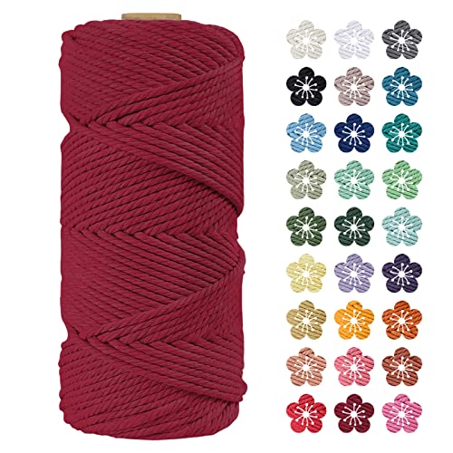 LEREATI Makramee Garn 4mm x 100m Weinrot Baumwollkordel Natur Baumwollseil Farbig Baumwollgarn, Macrame Cord 4mm für DIY Geflochten, Makramee Deko, Hängepflanze, Wandbehang, Vorhang LEREATI Makramee Garn 4mm x 100m Weinrot Baumwollkordel Natur Baumwollseil Farbig Baumwollgarn, Macrame Cord 4mm für DIY Geflochten, Makramee Deko, Hängepflanze, Wandbehang, Vorhang von LEREATI