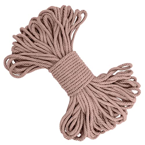 LEREATI Makramee Garn 5mm x 20m, Baumwollgarn Makramee-Schnur Farbig Baumwollkordel, Dicke Baumwollseil für Makramee Wandbehang, Hängepflanze, Traumfänger, Hochzeitsbogen (Ziegelrot) von LEREATI