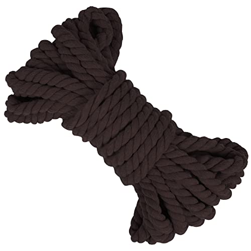 LEREATI Makramee Garn 8mm x 10m Baumwollseil Dicke Baumwollkordel Baumwollgarn, Macrame Cord Geflochten für DIY Handwerk, Basteln, Makramee Wandbehang, Vorhang, Hängepflanze (Dunkelbraun) von LEREATI