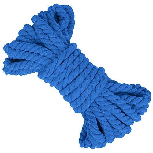 LEREATI Makramee Garn 8mm x 10m Baumwollseil Dicke Baumwollkordel Baumwollgarn, Macrame Cord Geflochten für DIY Handwerk, Basteln, Makramee Wandbehang, Vorhang, Hängepflanze (Seeblau) von LEREATI