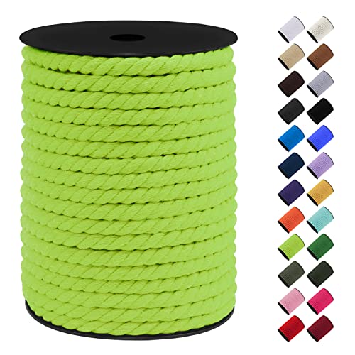 LEREATI Makramee Garn 8mm x 40m, Baumwollkordel Bunt Baumwollseil Geflochten Baumwollschnur, Baumwollgarn für DIY Basteln Hängepflanze Pflanze Aufhänger Wandbehang Weben Dekoration (Fruchtgrün) von LEREATI