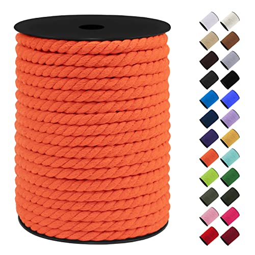 LEREATI Makramee Garn 8mm x 40m, Baumwollkordel Bunt Baumwollseil Geflochten Baumwollschnur, Baumwollgarn für DIY Basteln Hängepflanze Pflanze Aufhänger Wandbehang Weben Dekoration (Orange) von LEREATI