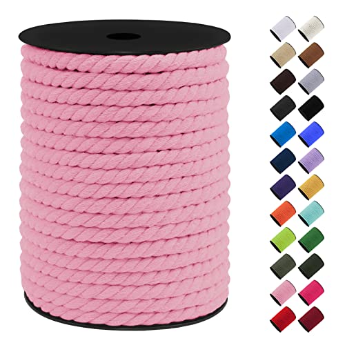LEREATI Makramee Garn 8mm x 40m, Baumwollkordel Bunt Baumwollseil Geflochten Baumwollschnur, Baumwollgarn für DIY Basteln Hängepflanze Pflanze Aufhänger Wandbehang Weben Dekoration (Rosa) von LEREATI