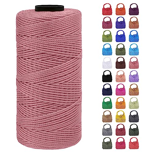 LEREATI Makramee Garn Geflochten 1.5mm x 200m Bunt Schnur für Armbänder Faden Zum Perlen Auffädeln, Macrame Cord 1.5mm für Basteln, Knüpfen, Dekoration, Borsa Crossbody (Bohnensand) von LEREATI