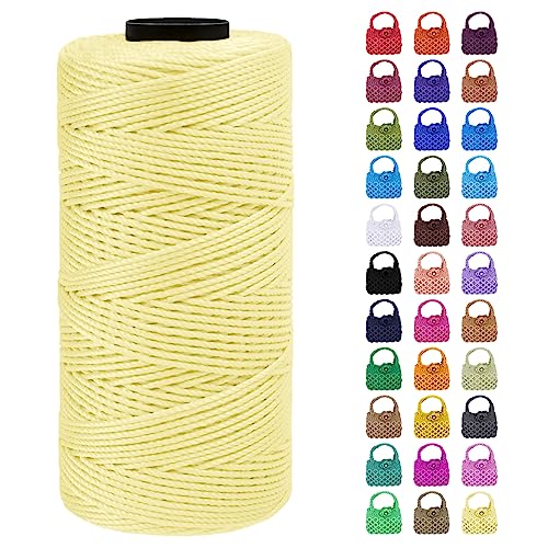 LEREATI Makramee Garn Geflochten 1.5mm x 200m Bunt Schnur für Armbänder Faden Zum Perlen Auffädeln, Macrame Cord 1.5mm für Basteln, Knüpfen, Dekoration, Borsa Crossbody (Cremefarbenes Gelb) von LEREATI