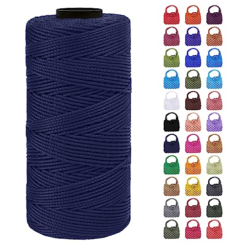 LEREATI Makramee Garn Geflochten 1.5mm x 200m Bunt Schnur für Armbänder Faden Zum Perlen Auffädeln, Macrame Cord 1.5mm für Basteln, Knüpfen, Dekoration, Borsa Crossbody (Dunkelblau) von LEREATI