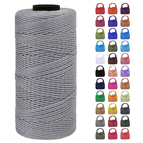 LEREATI Makramee Garn Geflochten 1.5mm x 200m Bunt Schnur für Armbänder Faden Zum Perlen Auffädeln, Macrame Cord 1.5mm für Basteln, Knüpfen, Dekoration, Borsa Crossbody (Grau) von LEREATI