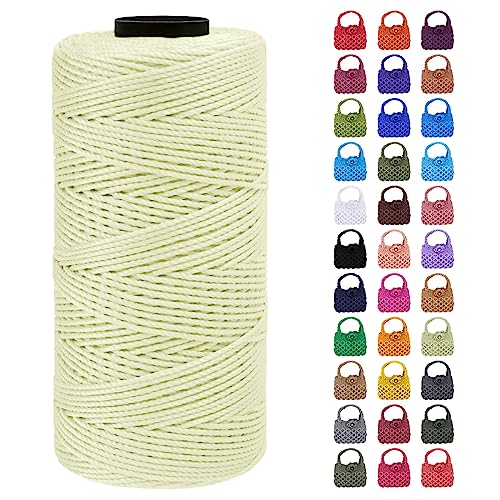 LEREATI Makramee Garn Geflochten 1.5mm x 200m Bunt Schnur für Armbänder Faden Zum Perlen Auffädeln, Macrame Cord 1.5mm für Basteln, Knüpfen, Dekoration, Borsa Crossbody (Hellgelb) von LEREATI