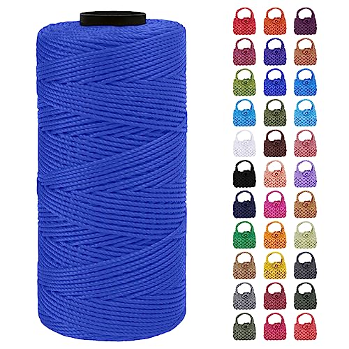 LEREATI Makramee Garn Geflochten 1.5mm x 200m Bunt Schnur für Armbänder Faden Zum Perlen Auffädeln, Macrame Cord 1.5mm für Basteln, Knüpfen, Dekoration, Borsa Crossbody (Königsblau) von LEREATI