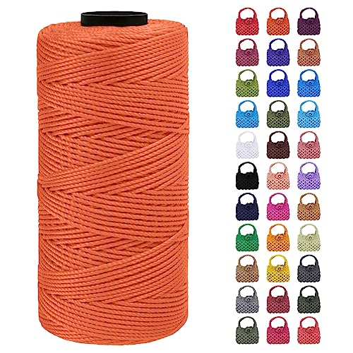 LEREATI Makramee Garn Geflochten 1.5mm x 200m Bunt Schnur für Armbänder Faden Zum Perlen Auffädeln, Macrame Cord 1.5mm für Basteln, Knüpfen, Dekoration, Borsa Crossbody (Orange) von LEREATI