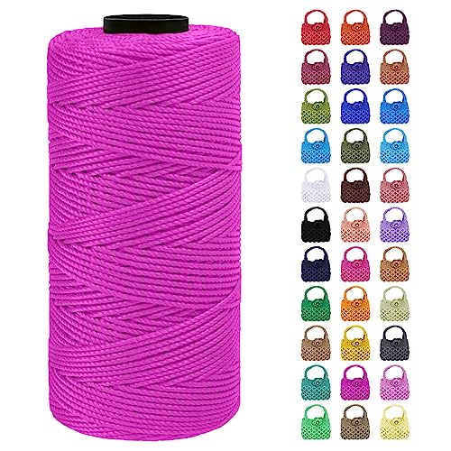 LEREATI Makramee Garn Geflochten 1.5mm x 200m Bunt Schnur für Armbänder Faden Zum Perlen Auffädeln, Macrame Cord 1.5mm für Basteln, Knüpfen, Dekoration, Borsa Crossbody (Rosenrot) von LEREATI