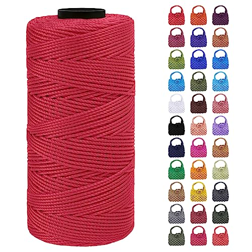 LEREATI Makramee Garn Geflochten 1.5mm x 200m Bunt Schnur für Armbänder Faden Zum Perlen Auffädeln, Macrame Cord 1.5mm für Basteln, Knüpfen, Dekoration, Borsa Crossbody (Rot) von LEREATI