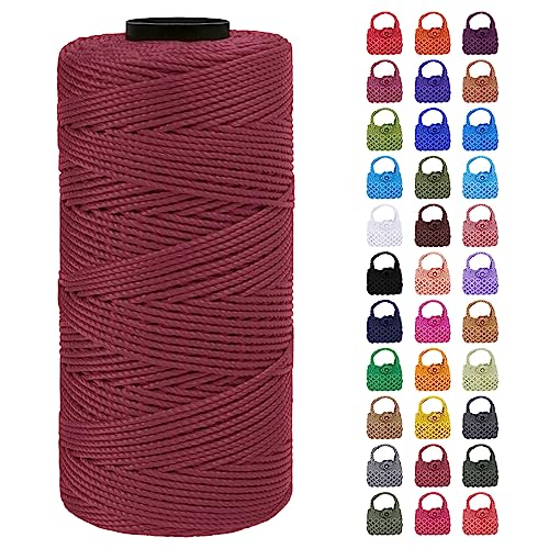 LEREATI Makramee Garn Geflochten 1.5mm x 200m Bunt Schnur für Armbänder Faden Zum Perlen Auffädeln, Macrame Cord 1.5mm für Basteln, Knüpfen, Dekoration, Borsa Crossbody (Sonnenuntergang rot) von LEREATI