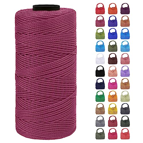 LEREATI Makramee Garn Geflochten 1.5mm x 200m Bunt Schnur für Armbänder Faden Zum Perlen Auffädeln, Macrame Cord 1.5mm für Basteln, Knüpfen, Dekoration, Borsa Crossbody (Weinrot) von LEREATI