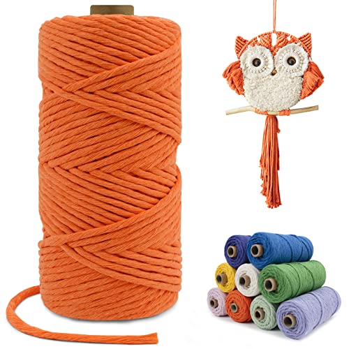 LEREATI Makramee Garn Orange, Makramee Garn 4mm x 100m Einfach Gedrehte Baumwollkordel Baumwollschnur, Makrameegarn für Makramee Wandbehang, Hängepflanze, Vorhang, Hochzeitsbogen Deko von LEREATI
