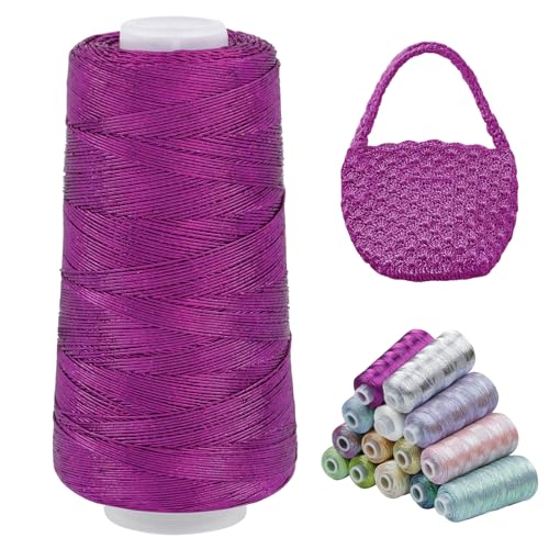 LEREATI Metallic Häkelgarn für Taschen, Makramee Garn 1mm x 475m Polyester Glitzergarn, Häkelgarn zum Häkeln Taschen, Körbe, Hut, Dekoration, DIY Bastelarbeiten (Rosenrosa) von LEREATI