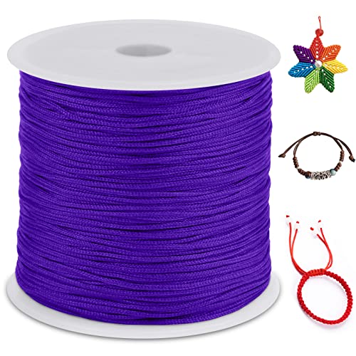 LEREATI Nylonschnur 0.8mm x 100m Nylonfaden Nylon Perlenschnur Satinkordel, Makramee Schnur Nylonschnur für Armbänder Perlen Auffädeln Halskette Schmuckherstellung DIY Handwerk (Tiefes Violett) von LEREATI