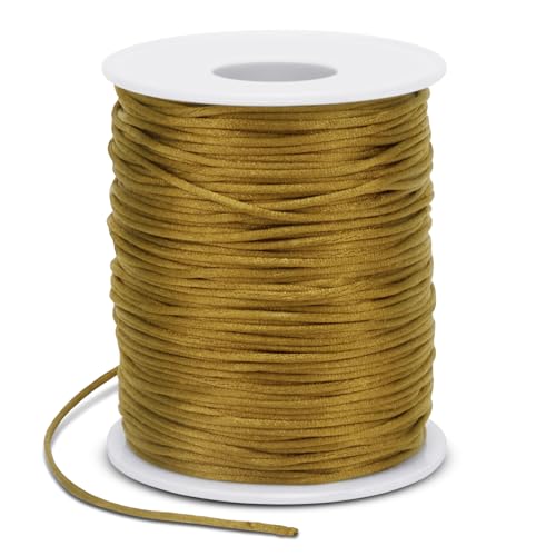 LEREATI Nylonschnur 1.5mm x 100m Perlenschnur Nylonfaden Schmuckband Satinschnur für Armbänder, Nylonband Schnur für Armbänder, Perlen Auffädeln, Chinesische Knotenkunst, Rattail (Naturtöne) von LEREATI