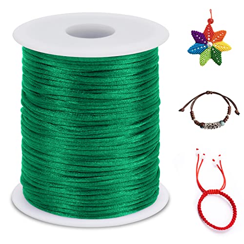 LEREATI Nylonschnur 2.5mm x 100m Nylonfaden Nylon Perlenschnur Satinkordel, Makramee Schnur Nylonschnur für Armbänder Perlen Auffädeln Halskette Schmuckherstellung DIY Handwerk (Türkisgrün) von LEREATI