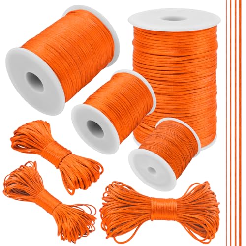 LEREATI Orange Gelb Nylonschnur 2mm x 20m Armband Schnur für Armbänder Satinkordel Perlenschnur Schmuckband Nylonband für Armbänder, Perlen, Halsketten, Kumihimo, Chinesischer von LEREATI