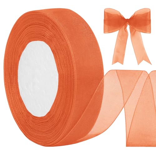 LEREATI Organzaband Orangerot Geschenkband Breit 25mm x 45m Schleifenband Transparentes Chiffonband Tüllstoff Bunte Bänder, Organza Band für Nähen Geschenkverpackung Hochzeitsdekoration LEREATI Organzaband Orangerot Geschenkband Breit 25mm x 45m Schleifenband Transparentes Chiffonband Tüllstoff Bunte Bänder, Organza Band für Nähen Geschenkverpackung Hochzeitsdekoration von LEREATI