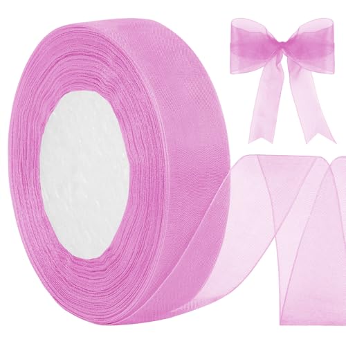 LEREATI Organzaband Rosa Geschenkband Breit 15mm x 45m Schleifenband Transparentes Chiffonband Tüllstoff Bunte Bänder, Organza Band für Nähen Geschenkverpackung Hochzeitsdekoration von LEREATI