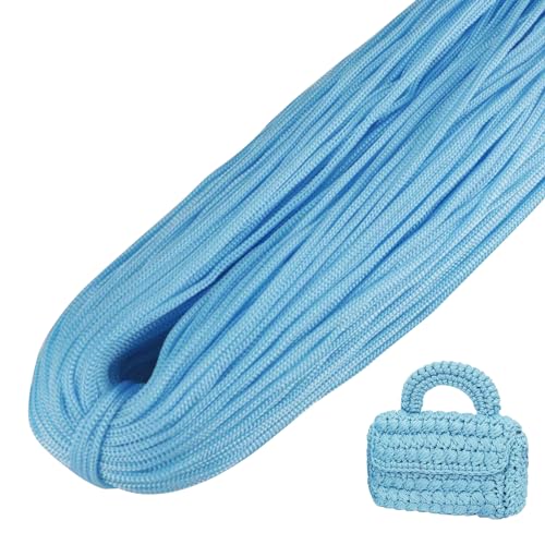 LEREATI Polyester Garn, Makramee Garn 3mm x 200m Polyester-Seil Polypropylen-Kordel Makramee Schnur Geflochten für Handtasche, Häkeltasche, Strickwaren, Wohndekorationen (Hellblau) von LEREATI