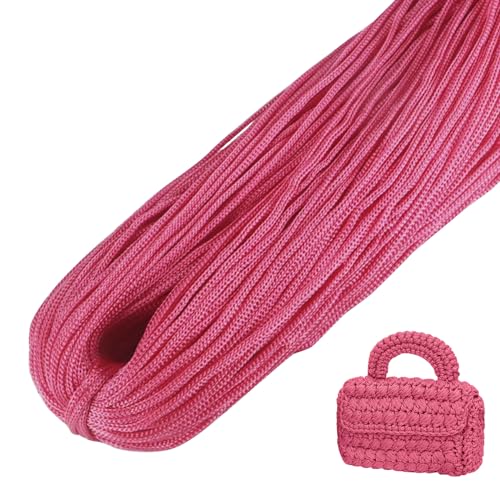 LEREATI Polyester Garn, Makramee Garn 3mm x 200m Polyester-Seil Polypropylen-Kordel Makramee Schnur Geflochten für Handtasche, Häkeltasche, Strickwaren, Wohndekorationen (Sonnenuntergang Rosa) von LEREATI