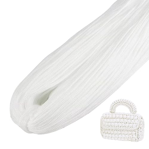 LEREATI Polyester Garn, Makramee Garn 3mm x 200m Polyester-Seil Polypropylen-Kordel Makramee Schnur Geflochten für Handtasche, Häkeltasche, Strickwaren, Wohndekorationen (Weiß) von LEREATI