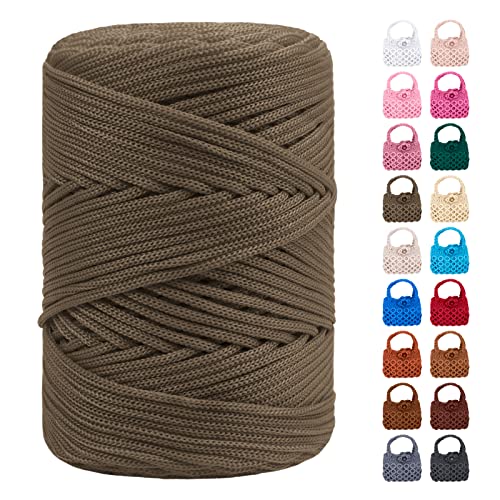 LEREATI Polyester Garn 3mm x 170m, Makramee Garn 3mm Geflochten Makramee Schnur Bunt, Macrame Cord 3mm Farbig für Geschenk, Häkeltasche, Umhängetasche, Platzteller, Wohndekorationen (Graugrün) von LEREATI