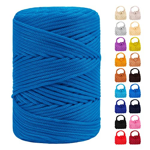 LEREATI Polyester Garn 3mm x 170m, Makramee Garn 3mm Geflochten Makramee Schnur Bunt, Macrame Cord 3mm Farbig für Geschenk, Häkeltasche, Umhängetasche, Platzteller, Wohndekorationen (Seeblau) von LEREATI