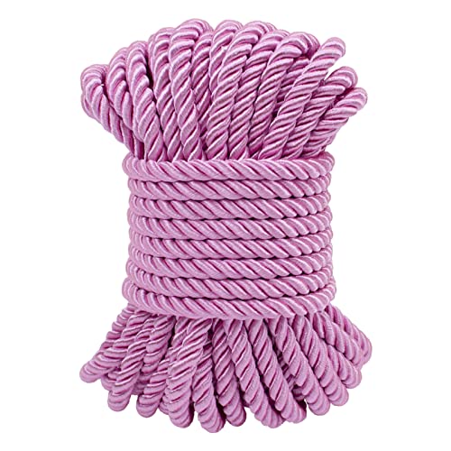 LEREATI Rosa Polyester Kordel 7mm x 11m, 3-lagige Weiches Bastelseil Satin-Kordel-Besatz Dekorative gedrehte Makramee Schnur für DIY Handwerk Vorhang Krawatte Ehre Cord Geschenk Taschen von LEREATI