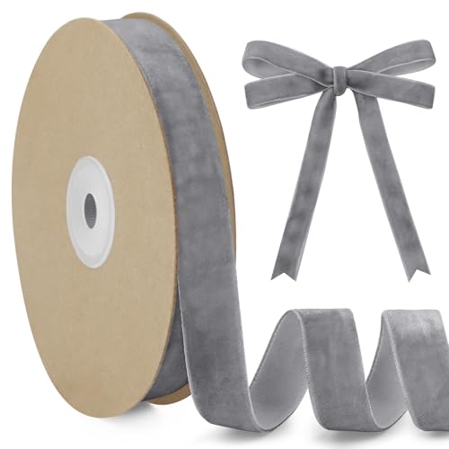 LEREATI Samtband Grau 15mm x 10m Geschenkband Samt Band Dekoband Ribbon Band, Bänder zum Geschenkverpackung Brautstrauß DIY Basteln Geburtstag Hochzeit Dekoration LEREATI Samtband Grau 15mm x 10m Geschenkband Samt Band Dekoband Ribbon Band, Bänder zum Geschenkverpackung Brautstrauß DIY Basteln Geburtstag Hochzeit Dekoration von LEREATI