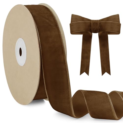 LEREATI Samtband Kaffee 25mm x 10m Geschenkband Samt Band Dekoband Ribbon Band, Bänder zum Geschenkverpackung Brautstrauß DIY Basteln Geburtstag Hochzeit Dekoration LEREATI Samtband Kaffee 25mm x 10m Geschenkband Samt Band Dekoband Ribbon Band, Bänder zum Geschenkverpackung Brautstrauß DIY Basteln Geburtstag Hochzeit Dekoration von LEREATI