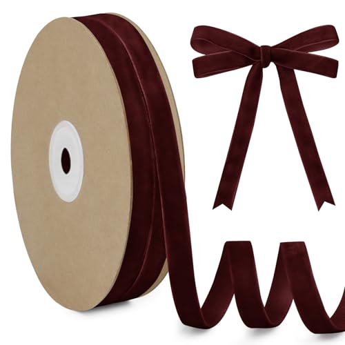 LEREATI Samtband Weinrot 10mm x 20m Geschenkband Samt Band Dekoband Ribbon Band, Bänder zum Geschenkverpackung Brautstrauß DIY Basteln Geburtstag Hochzeit Dekoration LEREATI Samtband Weinrot 10mm x 20m Geschenkband Samt Band Dekoband Ribbon Band, Bänder zum Geschenkverpackung Brautstrauß DIY Basteln Geburtstag Hochzeit Dekoration von LEREATI
