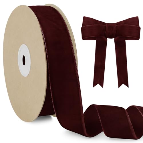 LEREATI Samtband Weinrot 25mm x 10m Geschenkband Samt Band Dekoband Ribbon Band, Bänder zum Geschenkverpackung Brautstrauß DIY Basteln Geburtstag Hochzeit Dekoration LEREATI Samtband Weinrot 25mm x 10m Geschenkband Samt Band Dekoband Ribbon Band, Bänder zum Geschenkverpackung Brautstrauß DIY Basteln Geburtstag Hochzeit Dekoration von LEREATI