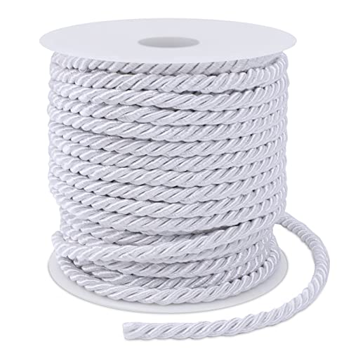 LEREATI Weiß Polyester Kordel 5mm x 25m, 3-lagige Weiches Bastelseil Satin-Kordel-Besatz Dekorative gedrehte Makramee Schnur für DIY Handwerk Vorhang Krawatte Ehre Cord Geschenk Taschen LEREATI Weiß Polyester Kordel 5mm x 25m, 3-lagige Weiches Bastelseil Satin-Kordel-Besatz Dekorative gedrehte Makramee Schnur für DIY Handwerk Vorhang Krawatte Ehre Cord Geschenk Taschen von LEREATI