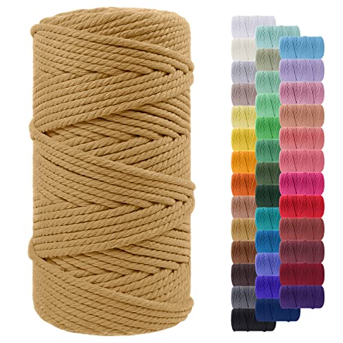 Makramee Garn 5mm x 100m, LEREATI Baumwollkordel 5mm Baumwollseil Farbig Baumwollschnur Baumwollgarn, Dicke Makramee-Garn Geflochten für Makramee Wandbehang, Hängepflanze, Deko (Kaffee) von LEREATI
