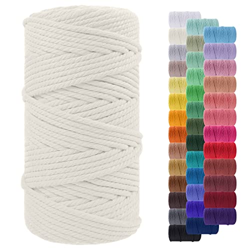 Makramee Garn 5mm x 100m, LEREATI Baumwollkordel 5mm Baumwollseil Farbig Baumwollschnur Baumwollgarn, Dicke Makramee-Garn Geflochten für Makramee Wandbehang, Hängepflanze, Deko (Natürlich) von LEREATI