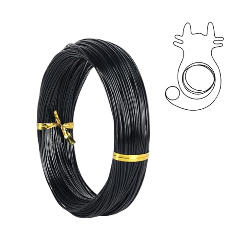 LERKNVOE Basteldraht Draht zum Basteln, DIY Schmuckdraht Wire, Aluminium Handwerk Draht, Bonsai Draht, für Basteln und Schmuck Herstellung (Schwarz, 1mm X 50 M) von LERKNVOE