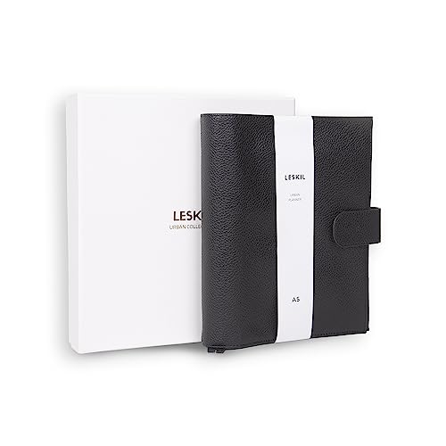 Ringbuch A5 Planer aus veganem Leder - undatierter Wochenplaner, To Do Planer, Personal Organizer - Journal Buch, Budget Planner, Bullet Journal, Terminplaner [GOLD Metall-Binder-Mechanismen] von LESKIL
