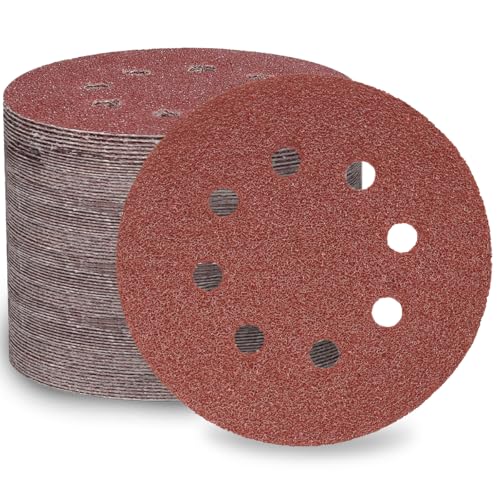 LESNIC 60 Körnung Schleifscheiben 100 Stück, 125mm 8 Löcher, 5 Zoll Klett-Schleifpapier Schleifscheiben mit Faserrückseite für Exzenterschleifer von LESNIC